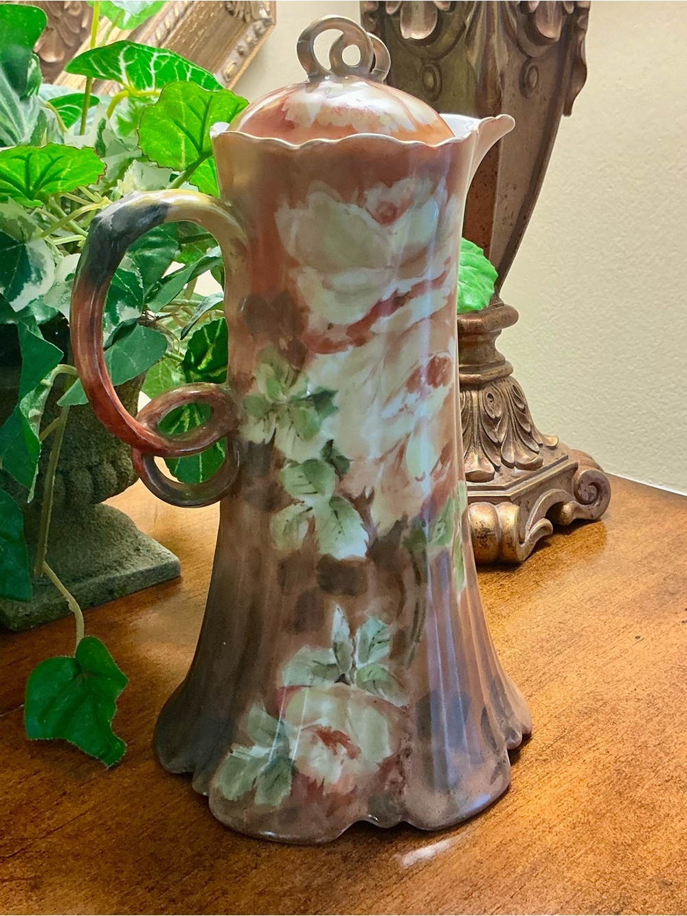 Antique Hand Painted GDA Limoges Chocolate Pot.